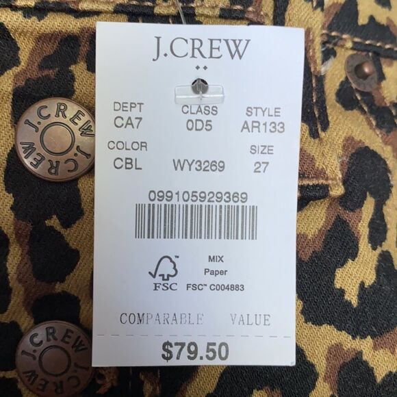 NEW J.Crew Leopard 9” Rise Button Fly Skinny Jeans - Picture 10 of 11